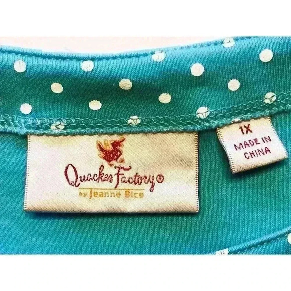 Quacker Factory Jeanne Bice Cardigan 1X Rhinestone Snaps dots blue - Picture 4 of 7